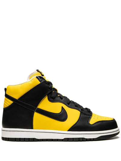 Nike Dunk High Retro Sneakers In Black And Yellow-gold