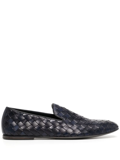 Barrett Woven-leather Loafers In Blau