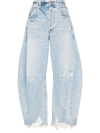 Citizens Of Humanity Horseshoe Distressed High-rise Wide-leg Jeans In Blue