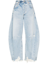 Citizen Of Humanity Horseshoe Distressed High-rise Wide-leg Jeans In Blue