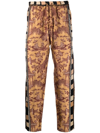 PIERRE-LOUIS MASCIA PANELLED GRAPHIC-PRINT SILK TROUSERS