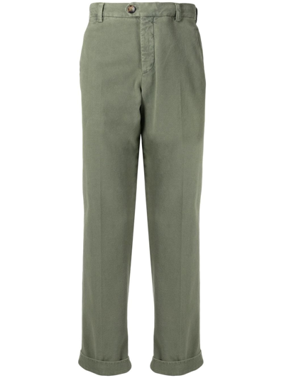 Pt Torino Cropped Straight-leg Trousers In Green