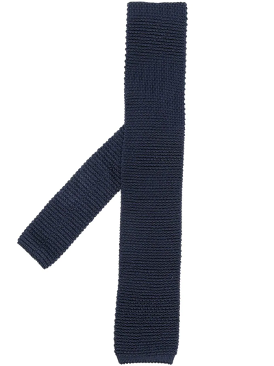 Brunello Cucinelli Knitted Silk Tie In Blue