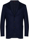 Brunello Cucinelli Men Cashmere Jersey Blazer With Patch Pockets In Blau