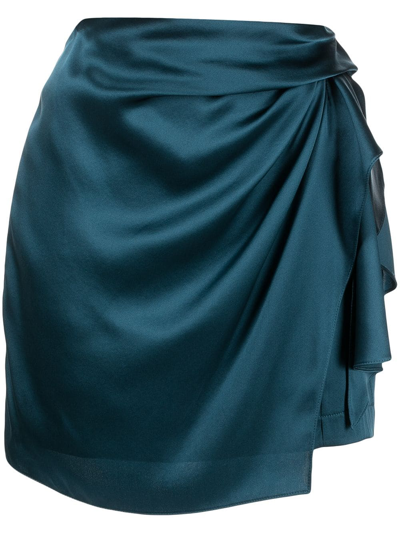 Michelle Mason Draped-detail Mini Skirt In Blue
