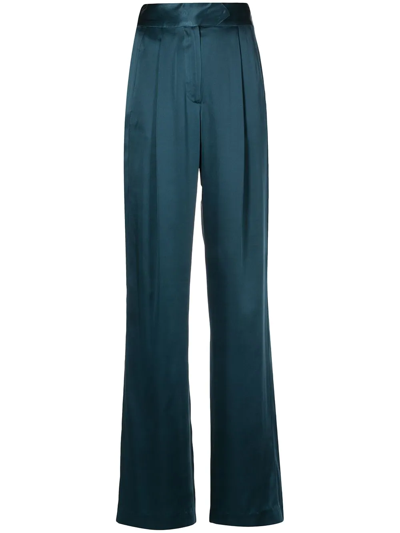 Michelle Mason Pleated Wide-leg Trousers In Blue