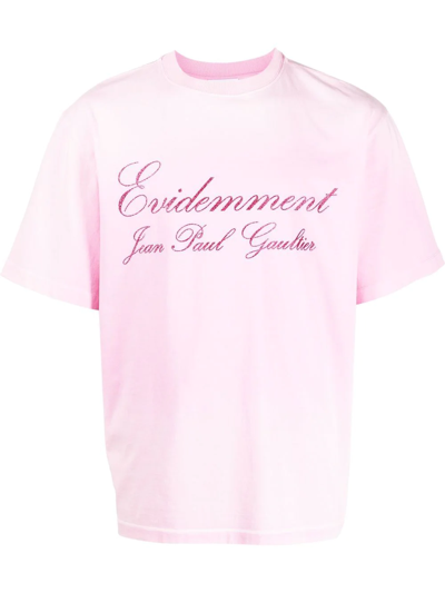 Jean Paul Gaultier Glitter-logo Oversized T-shirt In Rosa