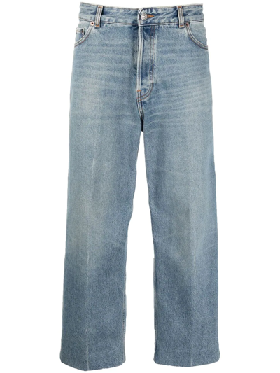 Haikure Logo-patch Cropped Jeans In Blau