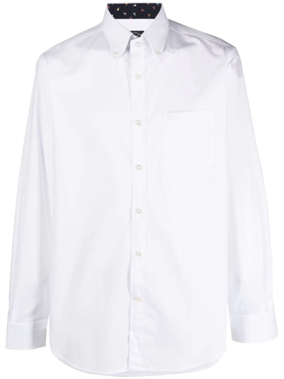 Paul & Shark Logo-embroidered Button-down Shirt In White