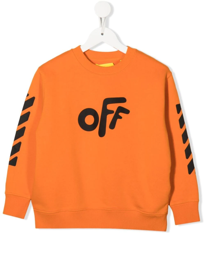 Off-white Kids' Printed Cotton Sweatshirt In Orange