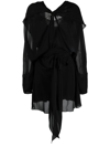 Maison Margiela Twisted Drape Silk Chiffon Mini Dress In Black