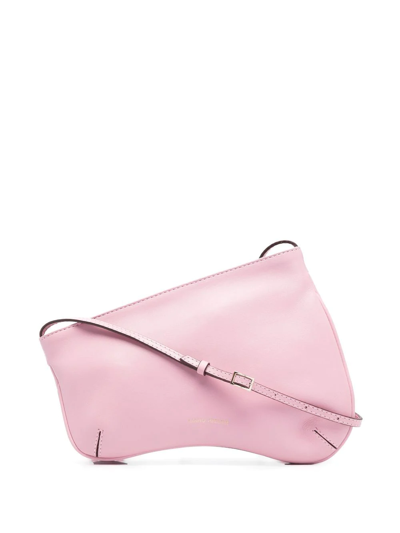 Manu Atelier Curve Smooth Leather Shoulder Bag In Pink