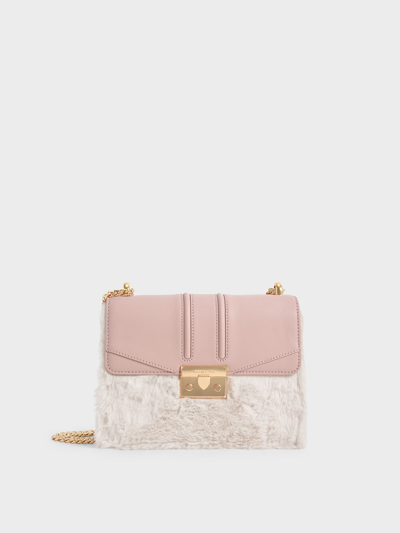 Charles Keith Furry Push-lock Shoulder Bag In Multi ModeSens