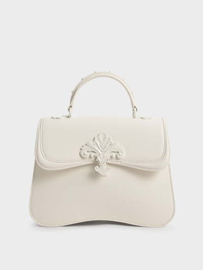 Charles & Keith Meriah Studded Top Handle Bag In Cream | ModeSens 