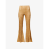 Acne Studios Pika Crinkle Flared-leg Silk Trousers In Caramel Brown