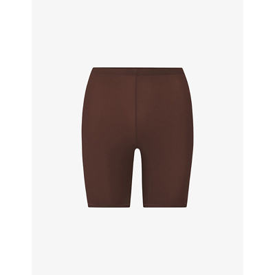 Skims Fits Everybody Fitted High-rise Stretch-woven Bike Shorts In Brown
