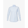 With Nothing Underneath The Boyfriend Striped Cotton-poplin Shirt In Buoy Morning Blue