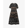 SELF-PORTRAIT PRAIRE FLORAL-LACE WOVEN MIDI DRESS