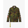 Off-white Green Camou Patch Field Jacket In Army Green White