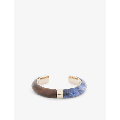 Chloé Jamie Gold-tone, Wood And Sodalite Cuff In Brown - Blue 1