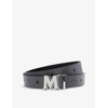 Mcm Claus Reversible Cut-to-size Logo Belt In Gray Pinstripe
