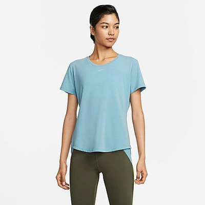 Nike Women's Dri-fit One Luxe Short-sleeve Training Top Size 2x-large Polyester/spandex In Worn Blue