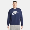 Nike Sportswear Club Fleece Futura Logo Crewneck Sweatshirt In Midnight Navy