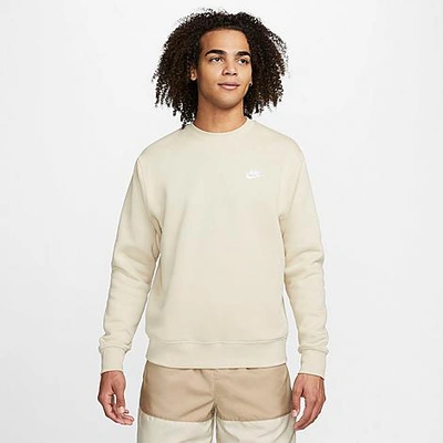 Nike Sportswear Club Fleece Crewneck Sweatshirt In Rattan/white