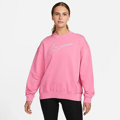 Nike Women's Dri-fit Get Fit Graphic Crewneck Sweatshirt In Pinksicle/white