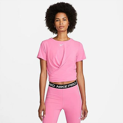 Nike Women's Dri-fit One Luxe Twist Standard Fit Short-sleeve Shirt In Pinksicle/reflective Silver