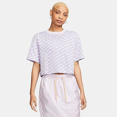 Nike Women's  Sportswear Icon Clash Allover Print Short-sleeve Top In Doll/white