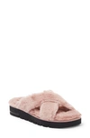 Stuart Weitzman Roza Faux Fur Platform Slide Sandal In Wisteria