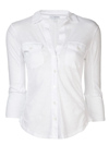 James Perse Sheer Slub Side Panel Shirt In White In White