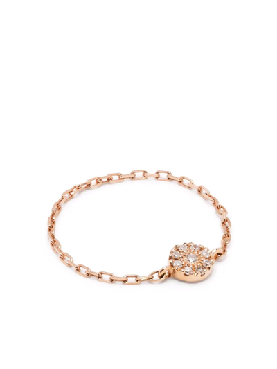Djula 18kt Rose Gold Target Diamond Chain Ring In Pink
