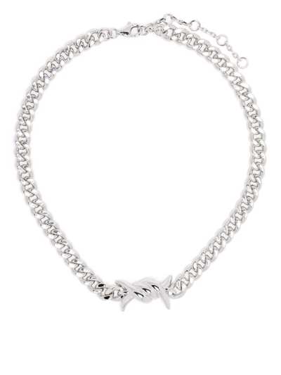 Djula Barbed Wire Chain Choker In Silver