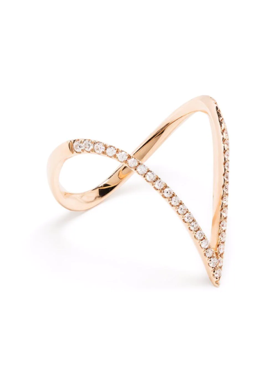 Djula 18kt Rose Gold V Diamond Ring In Pink