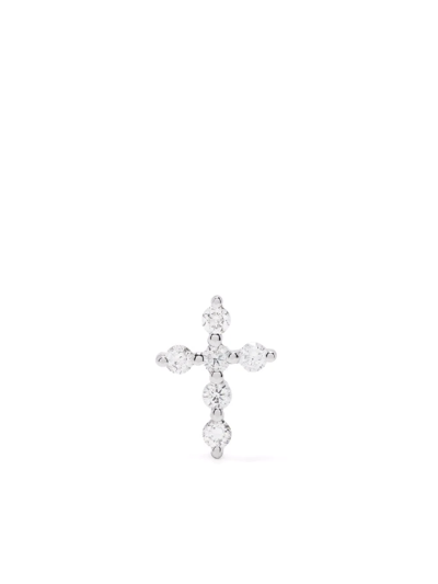 Djula 18kt White Gold Cross Diamond Piercing In Silver