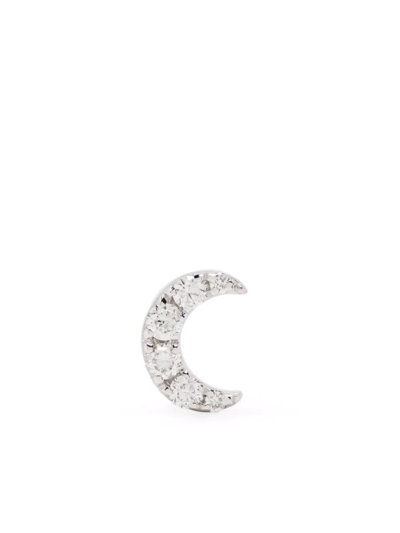Djula 18kt White Gold Moon Diamond Earring In Silver