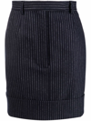 Thom Browne Blue Pinstriped Wool Mini Skirt In Blau