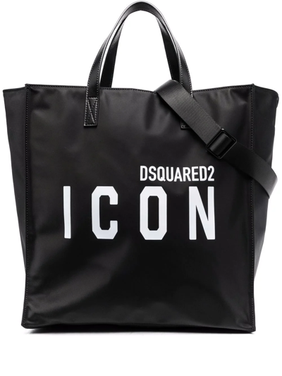 Dsquared2 Logo-print Shoulder Bag In Black