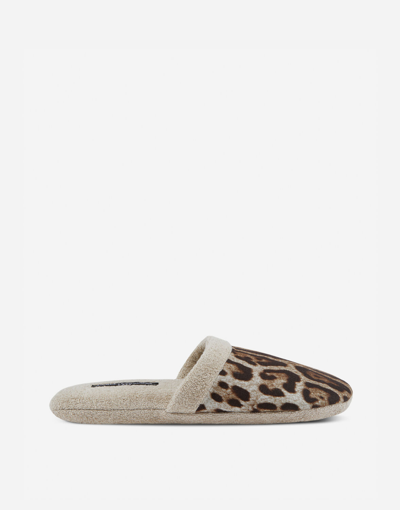 Dolce & Gabbana Cotton Terry Slippers In Multicolor