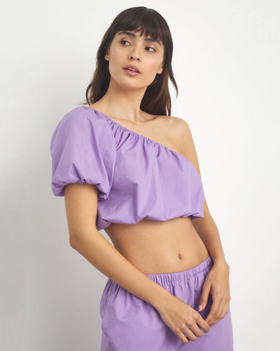 Onia Poplin One Shoulder Top In Purple