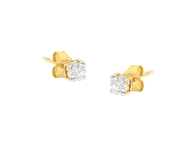 Haus Of Brilliance Yellow Plated Sterling Silver Diamond Stud Earring In Gold