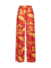 Louisa Ballou Print Cotton And Silk Trousers In Orchid Flame
