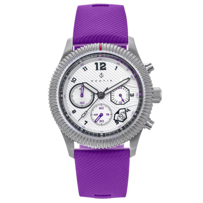 Nautis Meridian Chronograph Strap Watch W/date In Purple / Silver / White