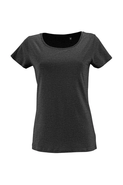 Sols Womens/ladies Milo Marl Organic Fitted T-shirt- Charcoal In Grey