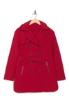 Sebby Water-resistant Hooded Double-breasted Trench Coat In Red