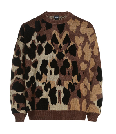 Just Cavalli Animal Print Crewneck Sweater In Mix Colour
