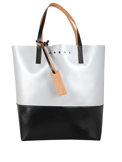 Marni Two Tone Tribeca Shopping Bag In Silver