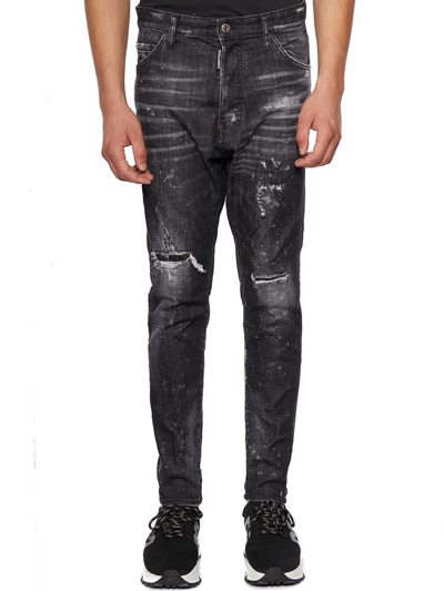 Dsquared2 Straight Leg Distressed Jeans In Black